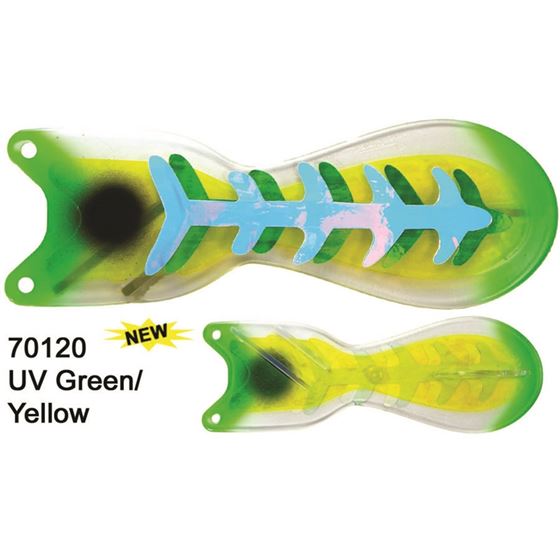 DREAMWEAVER Spin Doctor Chrome/GG GG 8-Inch Fishing Spinner Flasher Green Glow